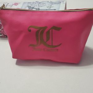 Juicy Couture Hot Pink Vegan Pebbled Leather Medium Size Cosmetic Travel Bag